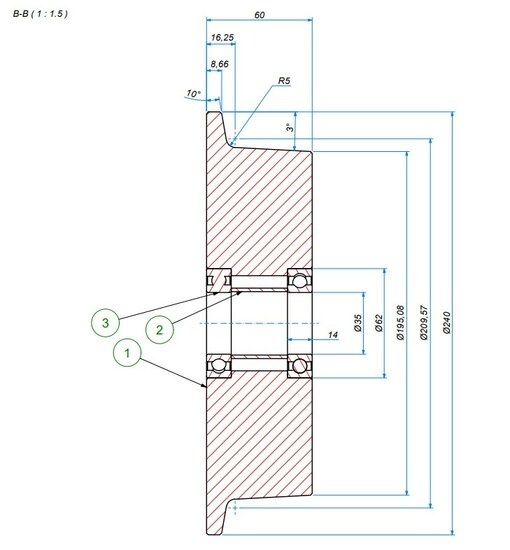Spurkranzrad Stahl 200 mm - 2500 kg