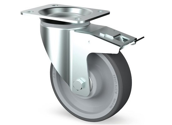 PU Lenkrolle mit Bremse 200 mm - Kugellager - 400 kg