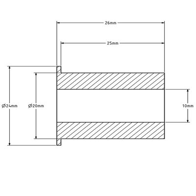 Wellenhülse (T) - 20x10x26 mm | Stahl verzinkt