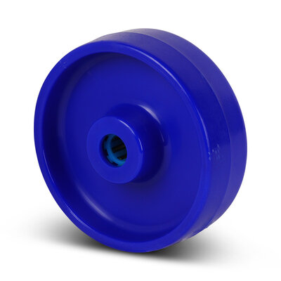 Rad aus rostfreiem Stahl 100 mm - Blaues Polyamid - Rollenlager - 175 kg