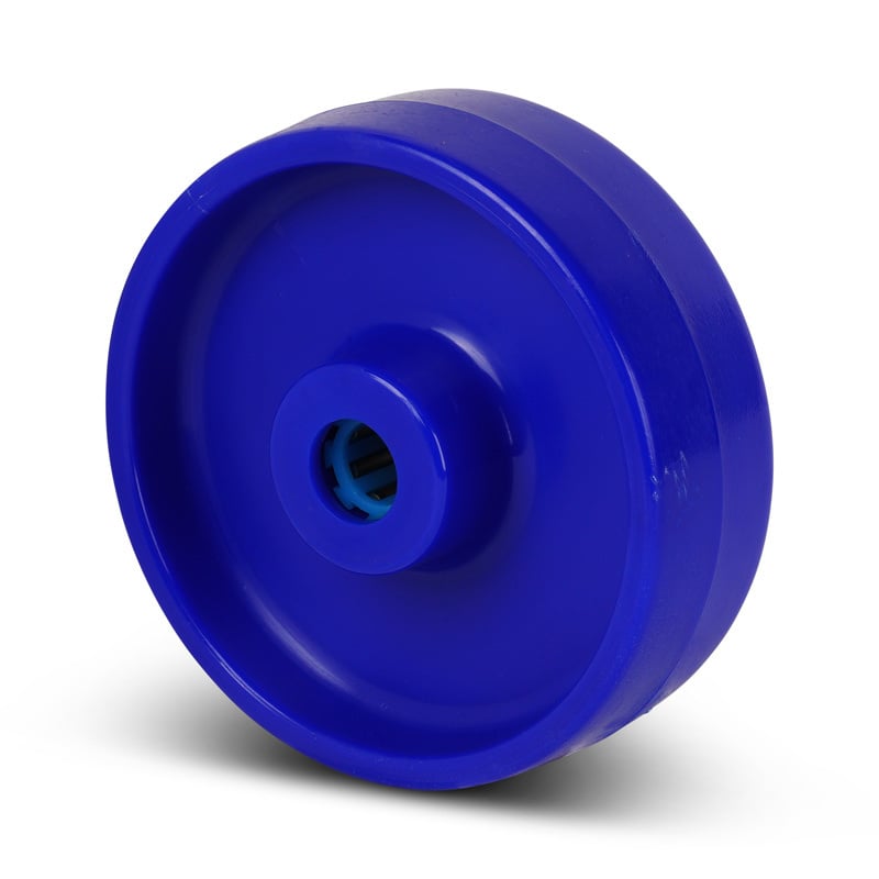 Rad aus rostfreiem Stahl 80 mm - Blaues Polyamid - Rollenlager - 150 kg