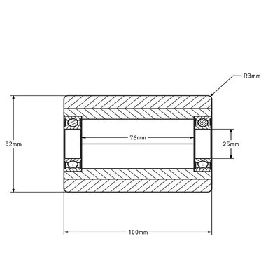 Polyurethan Hubwagenrolle 82x100 mm - Kugellager - 1000 kg