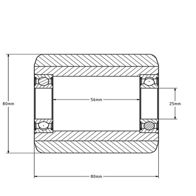 Polyurethan Hubwagenrolle 80x80 mm - Kugellager - 800 kg