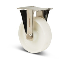 Bockrolle aus Edelstahl 125 mm Nylon - 150 kg