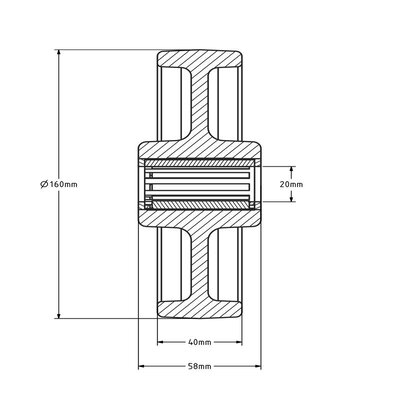 Rad aus rostfreiem Stahl 160 mm - Nylon - Rollenlager - 400 kg