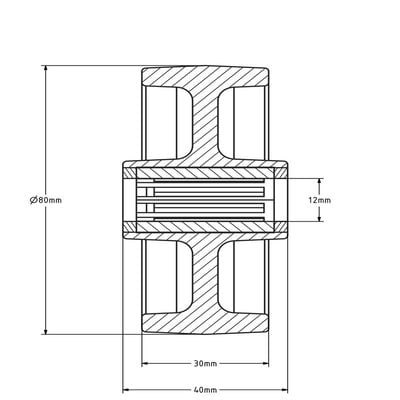 Rad aus rostfreiem Stahl 80 mm - Polyamid - Rollenlager - 150 kg