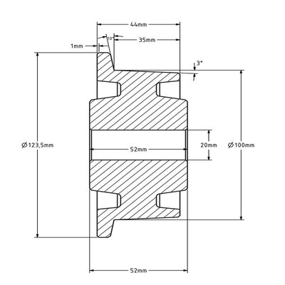 Spurkranzrad Guss 100 mm - 800 kg