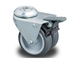 Doppellenkrolle mit Bremse 75 mm - 120 kg