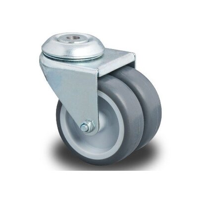 Doppel Lenkrolle 50 mm - Bolzenloch - 80 kg