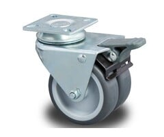 Doppellenkrolle mit Bremse 75 mm - 120 kg