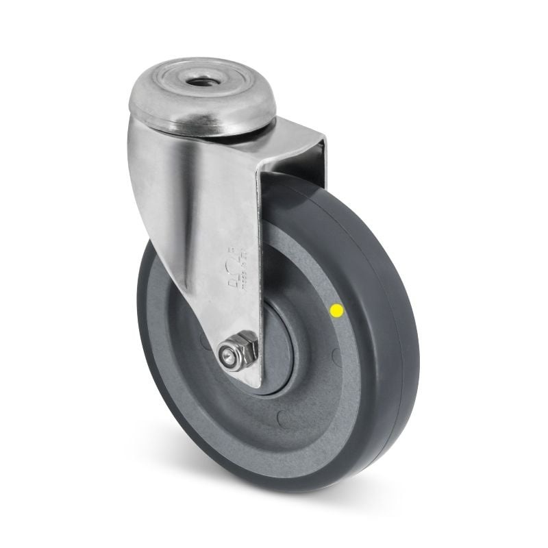 ESD-Polyurethan-Lenkrolle 80 mm - Edelstahl - 50 kg