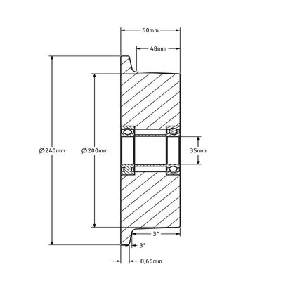 Spurkranzrad Stahl 200 mm - 2500 kg