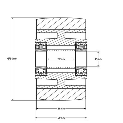 Polyurethanrad 80 mm - Kugellager 15 mm - 250 kg