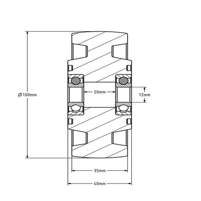 Hitzebeständiges Rad 100 mm - 300 Grad - 210 kg