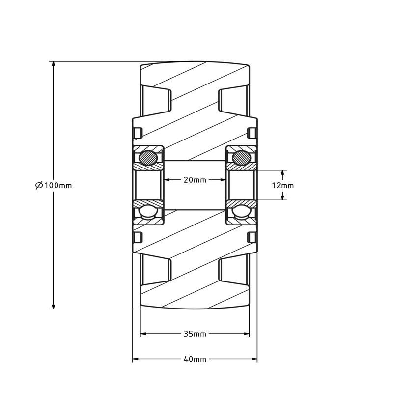 Hitzebeständiges Rad 100 mm - bis +300 °C - 210 kg