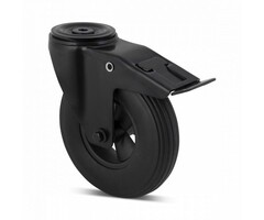 Pannensicheres Schwarze Lenkrolle mit Bremse 200 mm geschäumte Polyurethan - 100 kg