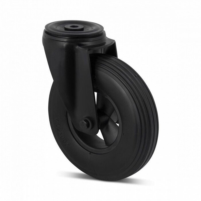 Pannensicheres Schwarze Lenkrolle 200 mm Polyurethan geschäumtes - 100 kg