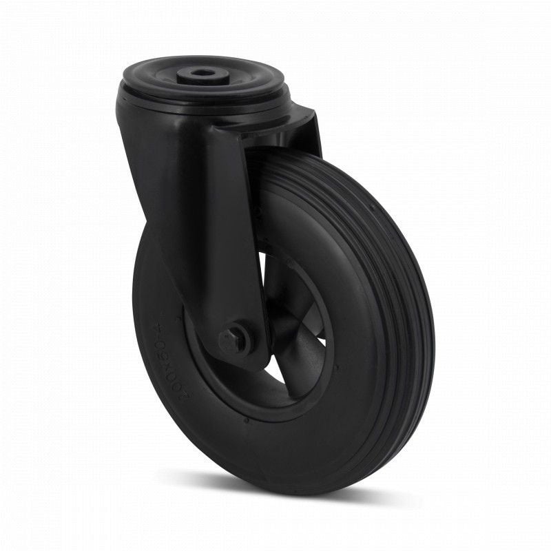 Pannensicheres Schwarze Lenkrolle 200 mm Polyurethan geschäumtes - 100 kg