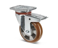 Ballige Polyurethan-Lenkrolle mit Bremse 200 mm - 600 kg