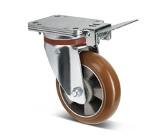 PU Lenkrolle mit Bremse 160 mm konvex - 510 kg