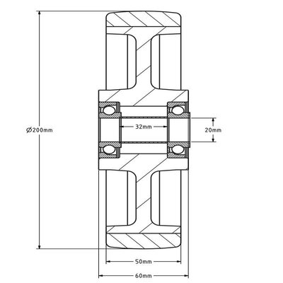 Edelstahl Rad 200 mm - blau - PU - Rollenlager - 600 kg