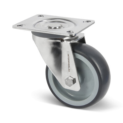 Edelstahl Lenkrolle 100 mm - Gummi - 100 kg