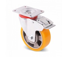 Polyurethan Schwerlast-Lenkrolle mit Bremse 100 mm - 300 kg