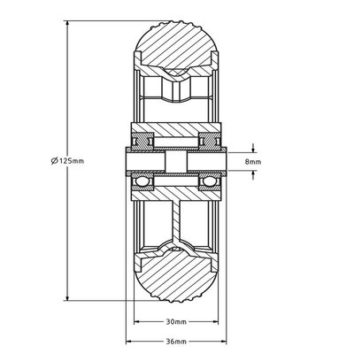 Thermoplastisches Gummirad 125 mm - Kugellager 8 mm - 75 kg