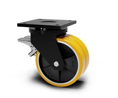 PU Doppellenkrollen mit Bremse 200 mm - 2200 kg