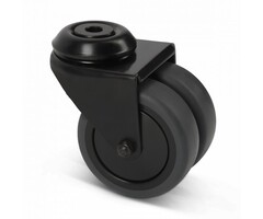 Doppelte schwarze Lenkrolle 75 mm - 120 kg