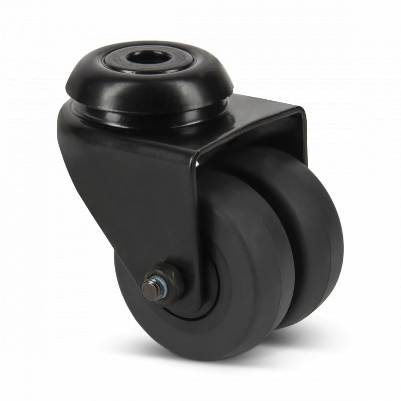 Schwarze Doppelrolle 50 mm - Rückenloch - 80 kg