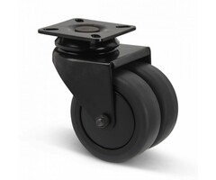 Doppelte schwarze Lenkrolle 75 mm - 120 kg