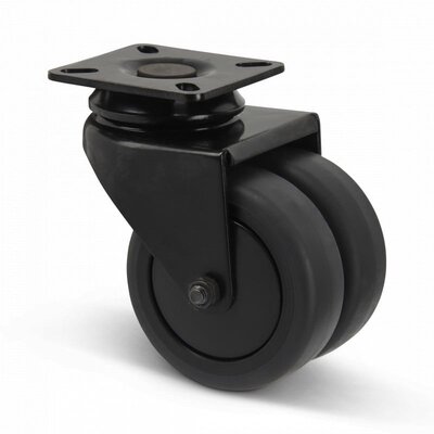 Doppelte schwarze Lenkrolle 75 mm - Platte - 120 kg