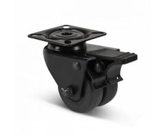 Doppelte schwarze Lenkrollen mit Bremse 50 mm - 80 kg