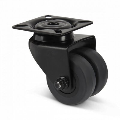 Doppelte schwarze Lenkrolle 50 mm - Platte - 80 kg