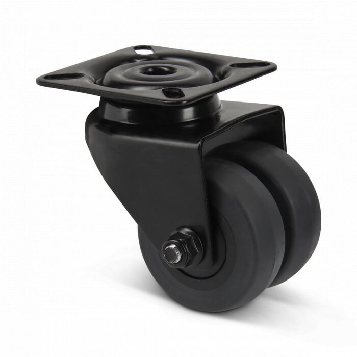 Doppelte schwarze Lenkrolle 50 mm - Platte - 80 kg