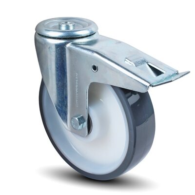 PU Lenkrolle mit Bremse 200 mm - Kugellager - 400 kg