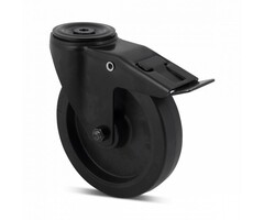 Schwarze Lenkrolle mit Bremse 200 mm - 400 kg