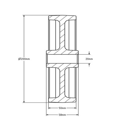 Nylon Rad 200 mm - Bohrung 20 mm - 550 kg