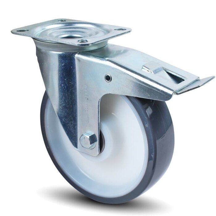 PU Lenkrolle mit Bremse 160 mm - Kugellager - 350 kg