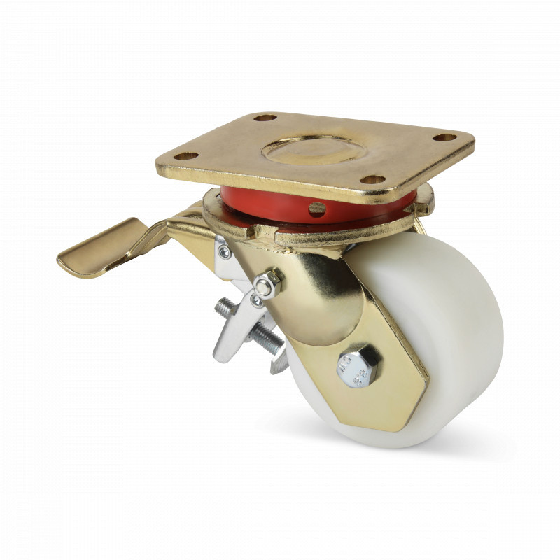 Gusspolyamid-Schwerlast-Lenkrolle mit Bremse 100 mm - 1500 kg