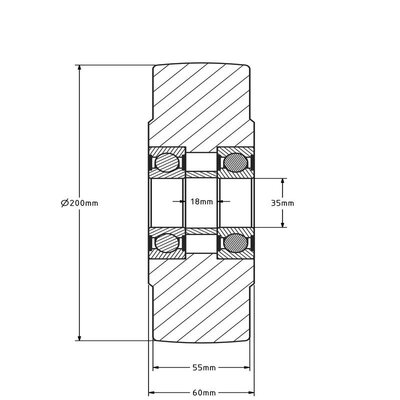 Rad aus Gussnylon 200 mm - Kugellager - 3000 kg