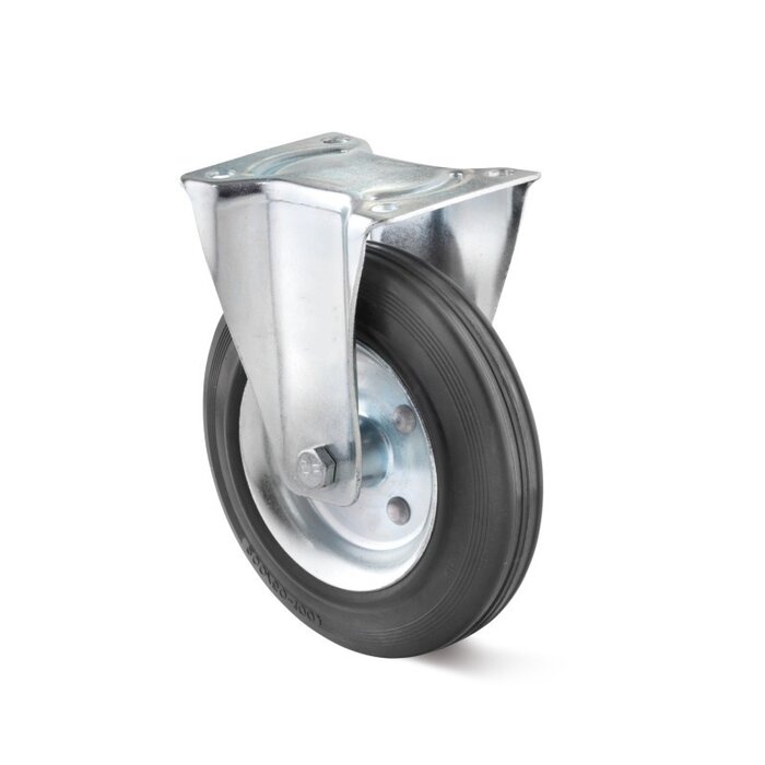 Vollgummi-Bockrolle 200 mm - Stahlfelge und -platte - 205 kg