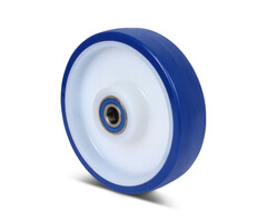 Edelstahlrad 200 mm blau PU - 600 kg