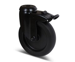 Schwarze Lenkrolle mit Bremse 100 mm - 80 kg
