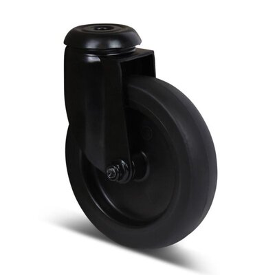 Schwarze Lenkrolle 100 mm - Bolzenloch - 80 kg