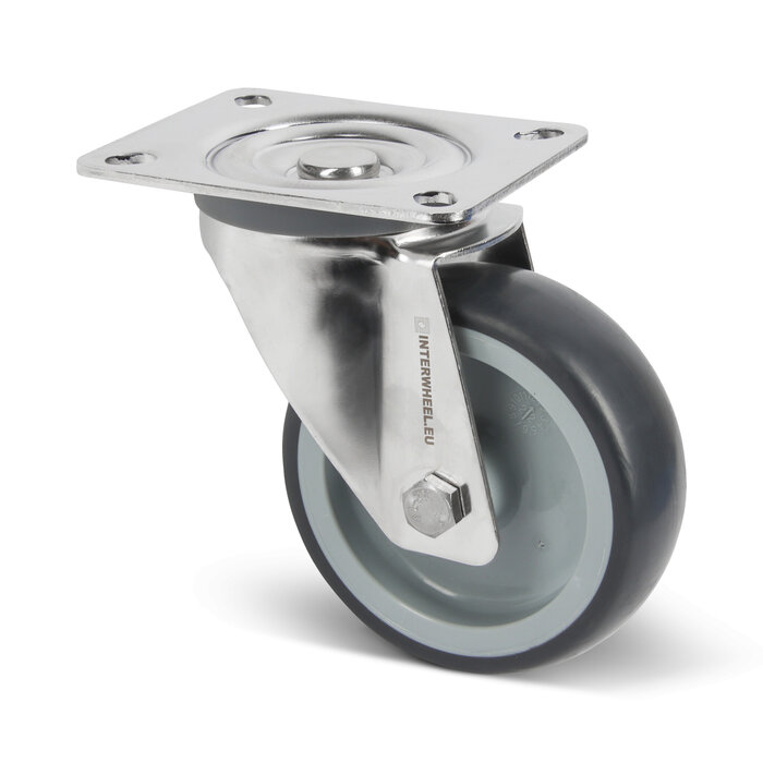 Edelstahl Lenkrolle 100 mm - Gummi - 100 kg