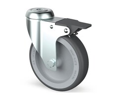 Derby Ruote Lenkrollen mit Bremse aus Edelstahl 125 mm Gummi - 100 kg