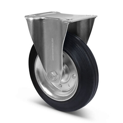 Vollgummi-Bockrolle 200 mm - Stahlfelge und -platte - 205 kg