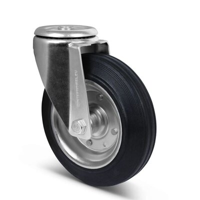 Gummilenkrolle 200 mm - Stahlfelge und Bolzenloch - 205 kg